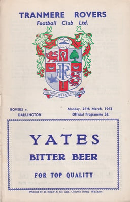 Tranmere Rovers v Darlington Match Programme 1963-03-25